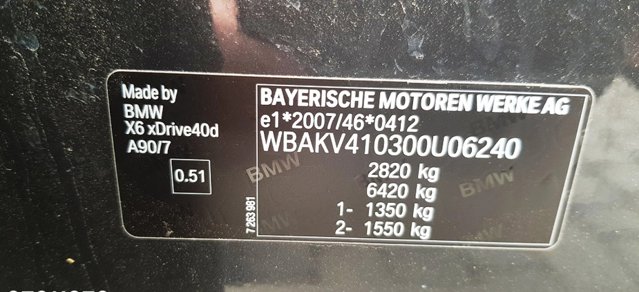 BMW X6 cena 179900 przebieg: 148200, rok produkcji 2016 z Szlichtyngowa małe 106